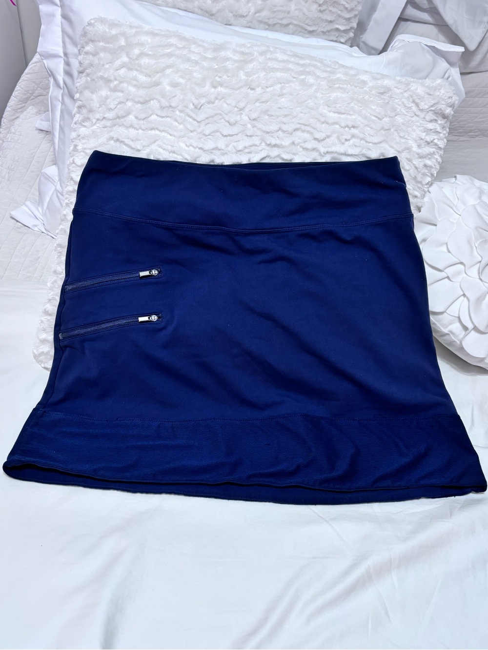 Athleta Tee Time Navy Golf Tennis Skort M 3 Zip Pockets